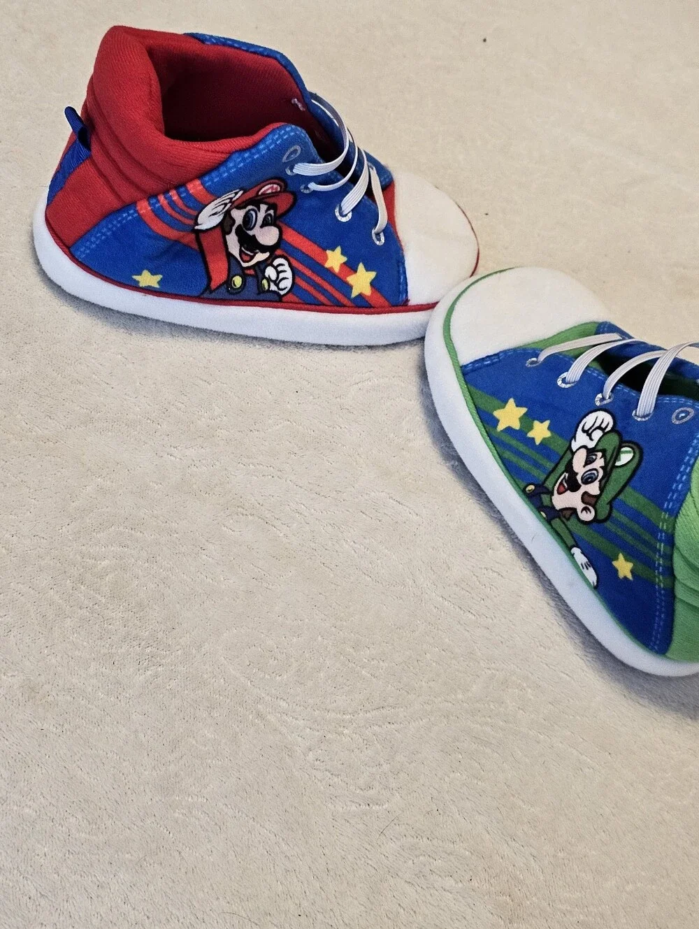 Super Mario & Luigi Toddler High-Top Slipper Shoes Size 11-12 Euc Fast Shipping